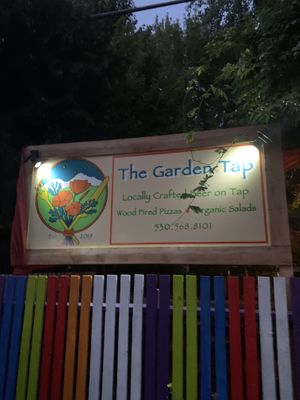 The sign out front! at The Garden Tap in Mount Shasta