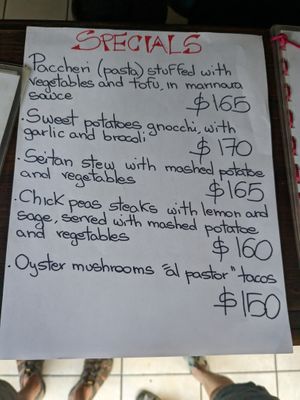 weekly specials menu at Punto y Come in Huatulco