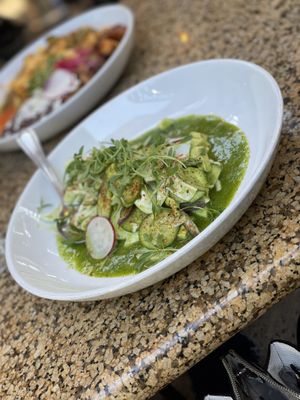 Young coconut aguachile  at Cocina De Barrio in San Diego