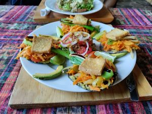 Yummy tacos at Samsara's Garden in San Marcos La Laguna