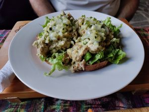 Tempeh toast. So good at Samsara's Garden in San Marcos La Laguna