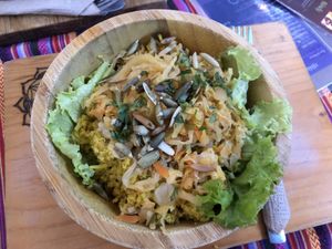 kimchi bowl   at Samsara's Garden in San Marcos La Laguna