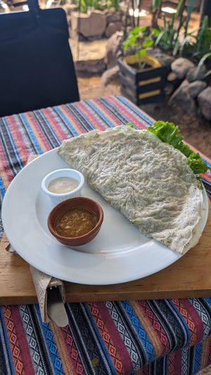 Savory crepe at Samsara's Garden in San Marcos La Laguna