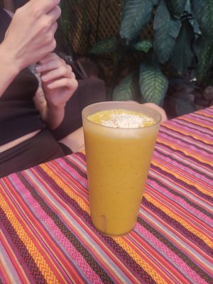 Pineapple and Turmeric Smoothie at Samsara's Garden in San Marcos La Laguna