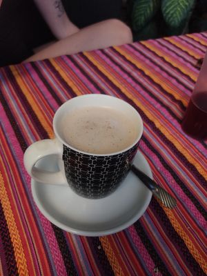 Ramon latte with Almond Milk at Samsara's Garden in San Marcos La Laguna