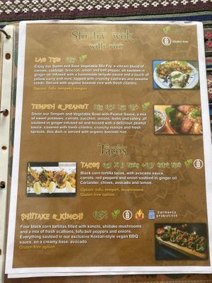 Menu feb 2025stir fry wok with ricee  at Samsara's Garden in San Marcos La Laguna