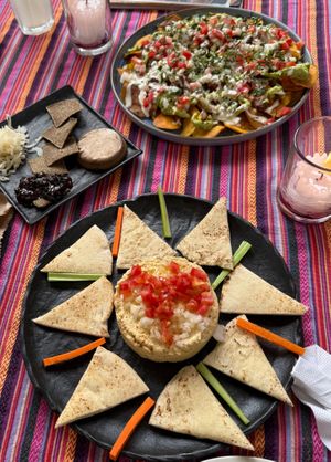 The cashew cheese & crackers plate is unique.  at Samsara's Garden in San Marcos La Laguna