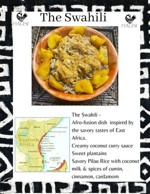 Delicious with mushrooms & jackfruit cooked in the coconut curry sauce  at Halisi Africa in Tallahassee