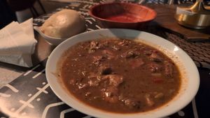 Okra Stew with lion's mane mushrooms at Halisi Africa in Tallahassee