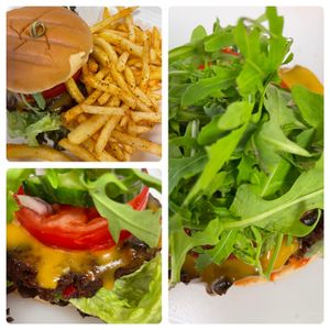 Veganer Black-Bean Burger mit Pommes at Haus No. Sieben in Wilhelmshaven