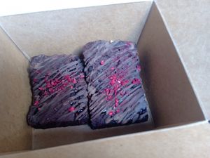 Chocolate and raspberry brownies at Lisa's Deli in Zwolle