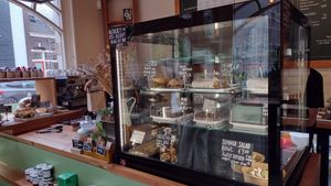 Pastry case at Lisa's Deli in Zwolle