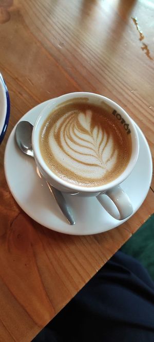 Decorated decaf cappuccino at Lisa's Deli in Zwolle
