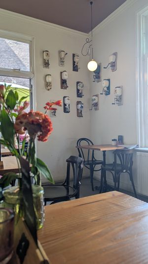 Atmosphere. Cute little corner with old coffee grinders, nice touch. at Lisa's Deli in Zwolle