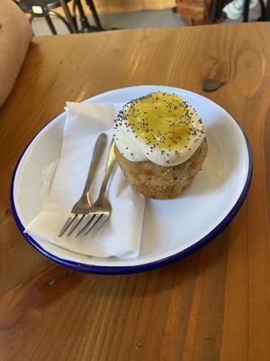 Lemon/poppyseed muffin: very tasty and fluffy with a great topping.  at Lisa's Deli in Zwolle