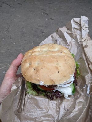 Enormous burger at Deli in Leipzig