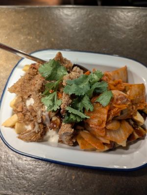 Fries kimchi and mushroom at Deli in Leipzig