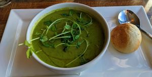 Pea veloute at The Forest Kitchen & Bar  in Kielder