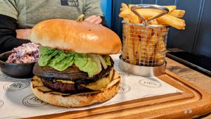 Vegan burger at The Forest Kitchen & Bar  in Kielder