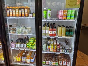 Refrigerated foods and drinks at The Garden Kitchen in Houston