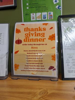 Thanksgiving preorder menu at The Garden Kitchen in Houston
