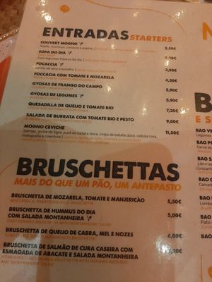 Menu at Mogno in Olhao