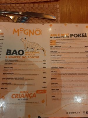 Menu at Mogno in Olhao