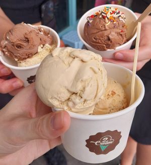 Salted caramel, peanut butter and chocolate almond milk flavors at Kem 2Cream - Hoan Kiem Lake in Hanoi