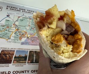 breakfast burrito (-bacon, + vegan cheese + vegan egg)  at Sevier Coffee Co in Hatch