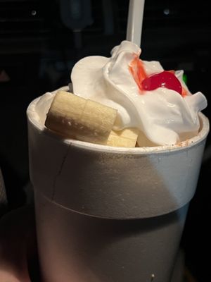 Large vegan banana split. I am not thrilled about the Styrofoam. Other than that    at Dairy Whip in Redford