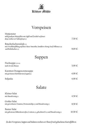 Vegane Option Suppen/Salate at Klützer Mühle in Kluetz