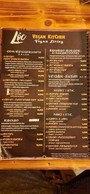 Menu at Lôc Vegan in Mainz
