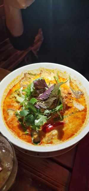 Udon coconut curry soup at Lôc Vegan in Mainz