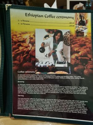 Menu at Buna Ethiopian in Los Angeles