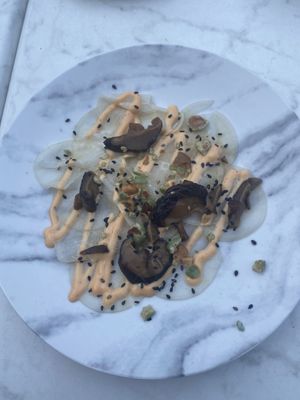 Carpaccio made from daikon. at Rozey in Delft