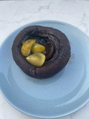 NON VEGAN: Stuffed portobello. at Rozey in Delft