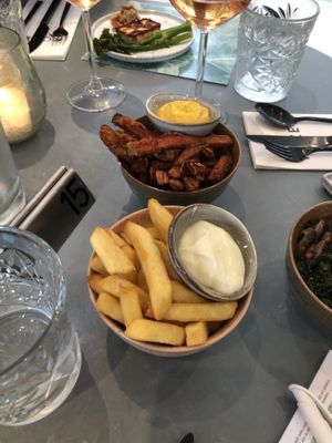Sweet potato fries & normal fries at Rozey in Delft