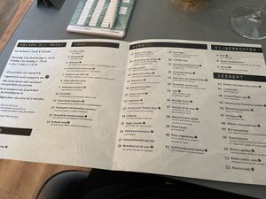 Menu at Rozey in Delft