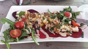 Rote  Beete Carpaccio vegan (ohne Parmesan) at Centrum Linden in Hannover