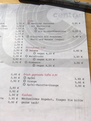 breakfast menu 3 at Centrum Linden in Hannover