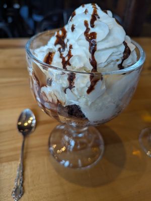 The brownie sundae was large. at One Love Brewery in Lincoln