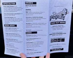 Menu  at Philly Vegan in Richmond