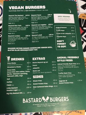 Vegan menu 🌱  at Bastard Burgers - Frognerveien in Oslo