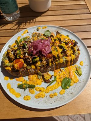 Honestly one of the nicest meals I've had in ages. Highly recommend. Staff are lovely as I was quite late to closing but still looked after me. Pam au chocolat was delightful. at Ahimsa in Mallorca