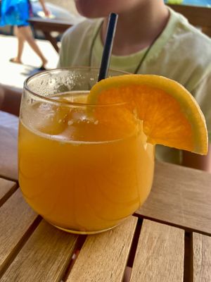 Fresh orange juice   at Ahimsa in Mallorca