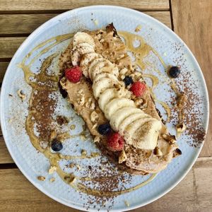 Sourdough toast PBJ  at Ahimsa in Mallorca