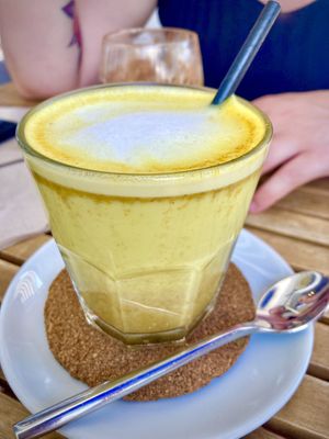Turmeric latte  at Ahimsa in Mallorca