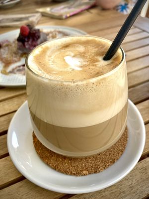 Soya latte  at Ahimsa in Mallorca