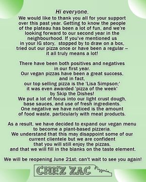 Converting to full vegan !!❤️ at Chez Zac Pizzeria in Montreal