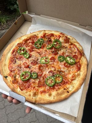 Diablo pizza (14”)  at Chez Zac Pizzeria in Montreal